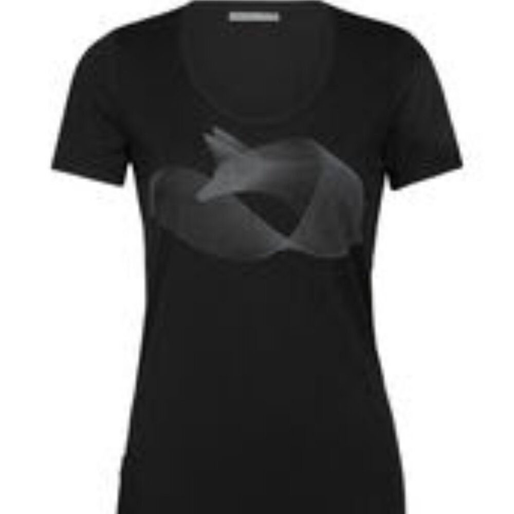 Icebreaker - Short Sleeve Scoop neck Merino Tshirt - Black - Polar Fox - Size XL